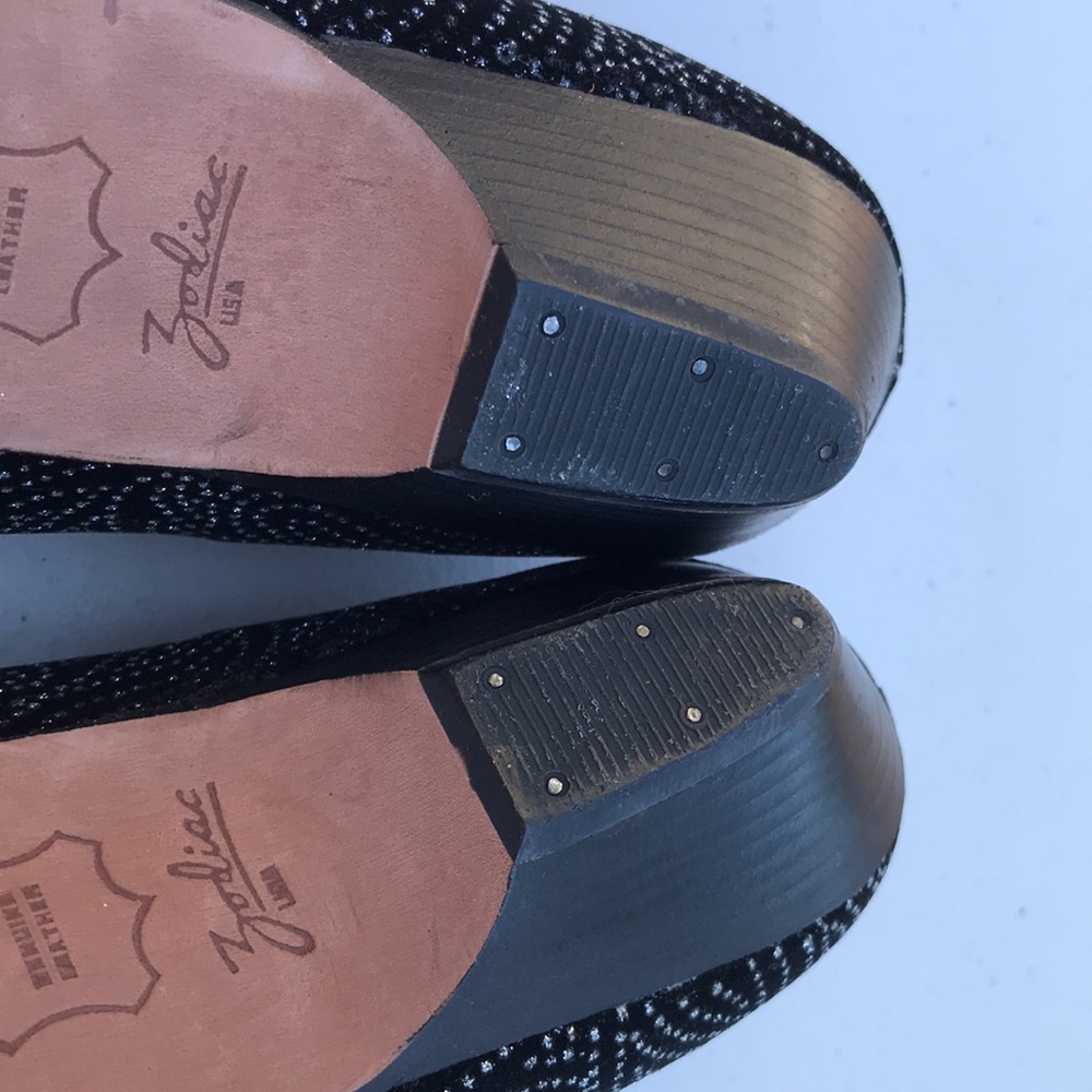 Zodiac slip on black sparkly wedge size 10 medium shoes vintage chic - Picture 5 of 7